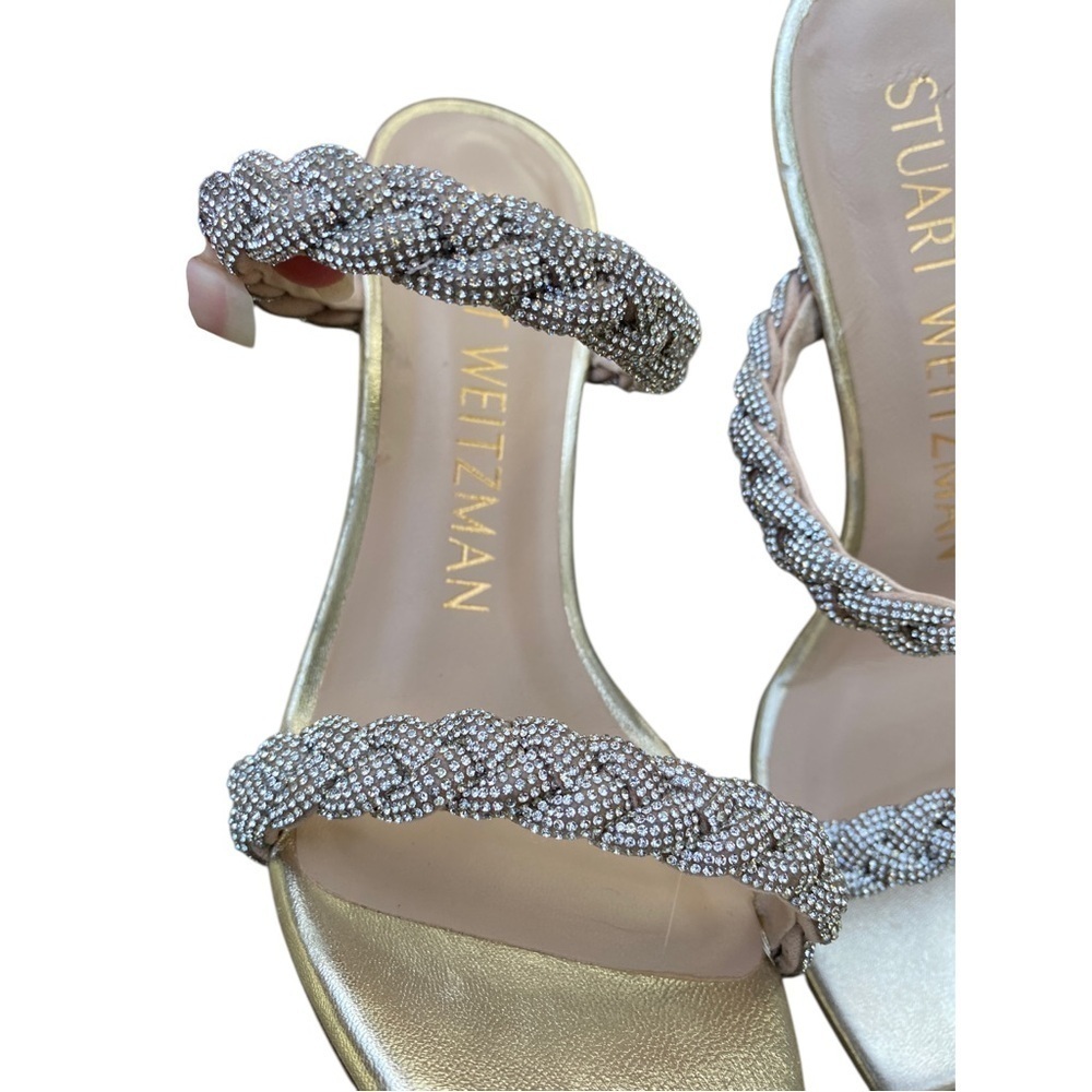 Stuart Weitzman Addison crystal strap Metallic Gold and Silver Heels size 6 - Picture 4 of 9